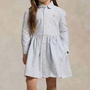 Girls Classic Oxford Shirt Dress in Blue